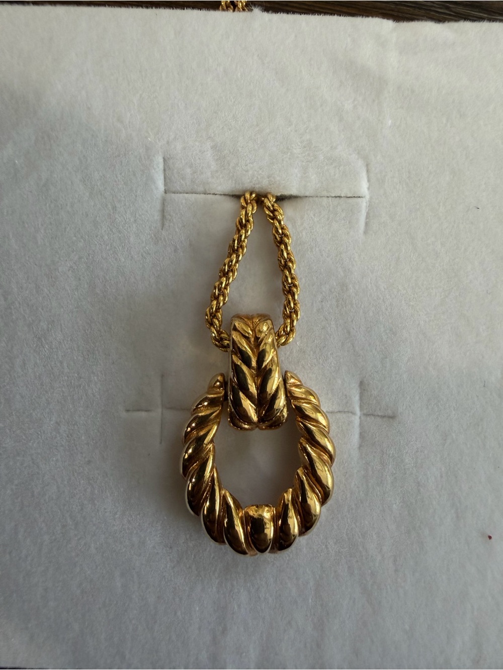 Vintage Christian Dior Gold Twist Rope Pendant Necklace